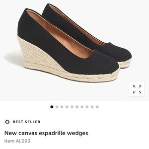 Jcrew factory black canvas espadrille wedges